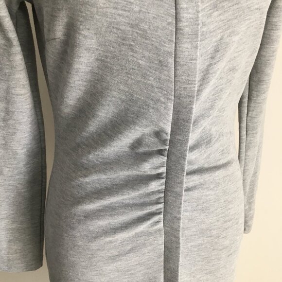 REISS Gray ASTRID Ruching Long Sleeve Hidden Zipper Dress - Picture 14 of 16
